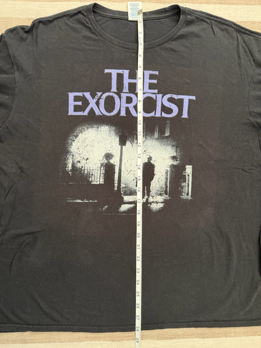 Y2K The Exorcist Horror Movie Graphic T-Shirt Boxy Black 2XL Delta Soft - Picture 5 of 6